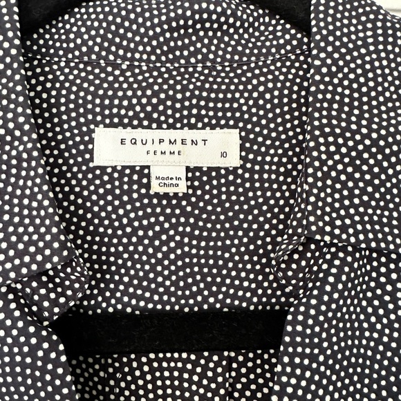 Equipment Navy/White Pattern Dress - Size 10 - Picture 2 of 8